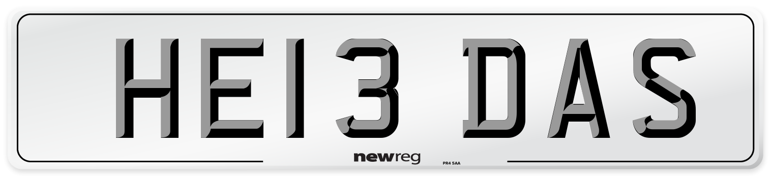 HE13 DAS Number Plate from New Reg